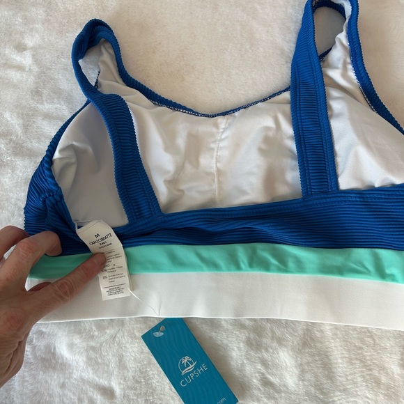 Cupshe Blue and White Women's Swim Two piece Medium NWT - Picture 5 of 6